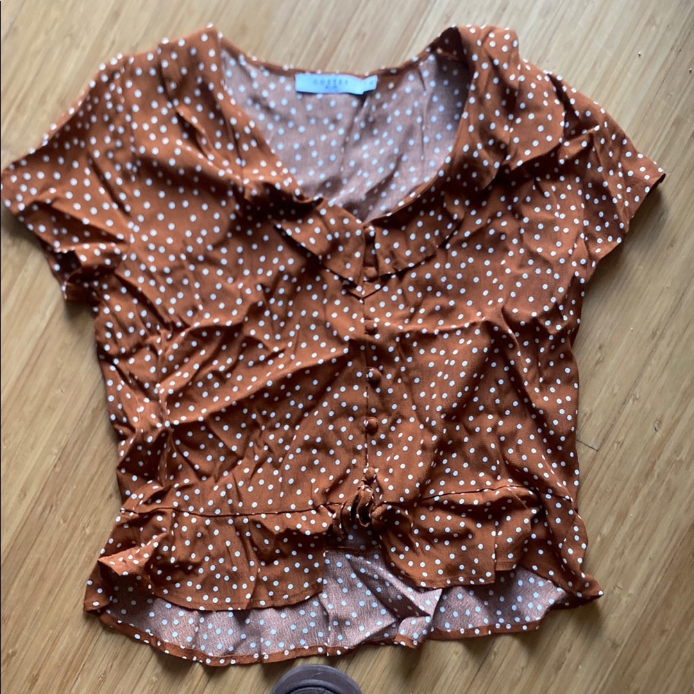Women's Polka Dot Top - Brown